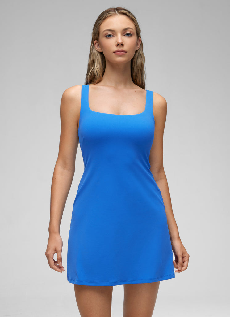 CRZ YOGA Women Butterluxe Square Neck Shelf Bra Tennis Dresses A line Strawberry Pink