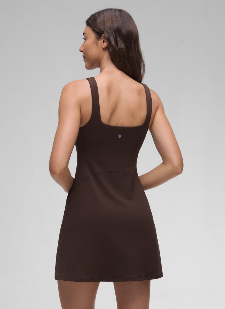 CRZ YOGA Women Butterluxe Square Neck Shelf Bra Tennis Dresses A line Sparkle Blue