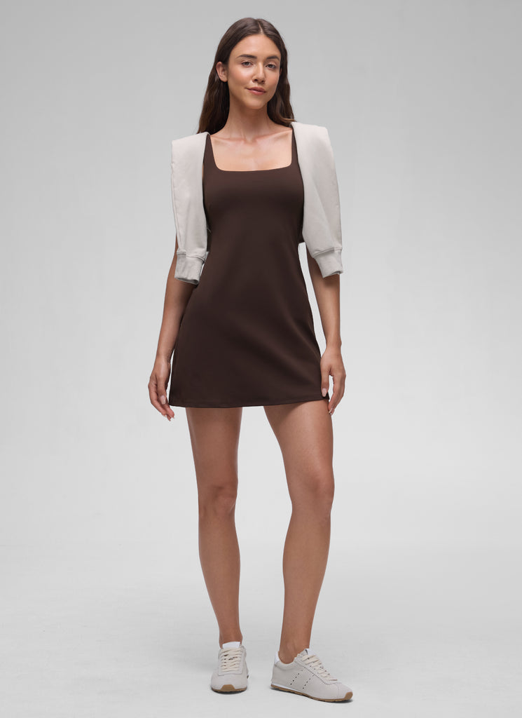 CRZ YOGA Women Butterluxe Square Neck Shelf Bra Tennis Dresses A line Sparkle Blue