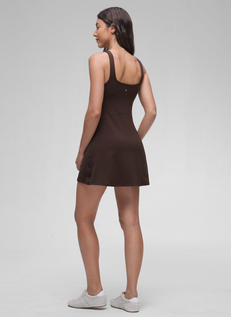 CRZ YOGA Women Butterluxe Square Neck Shelf Bra Tennis Dresses A line Sparkle Blue