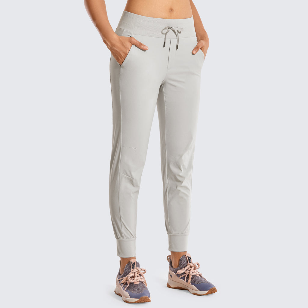 CRZ YOGA Women's Hiking Casual Relaxed Fit Ripstop Jogger Pockets 28'' Coconut milk White