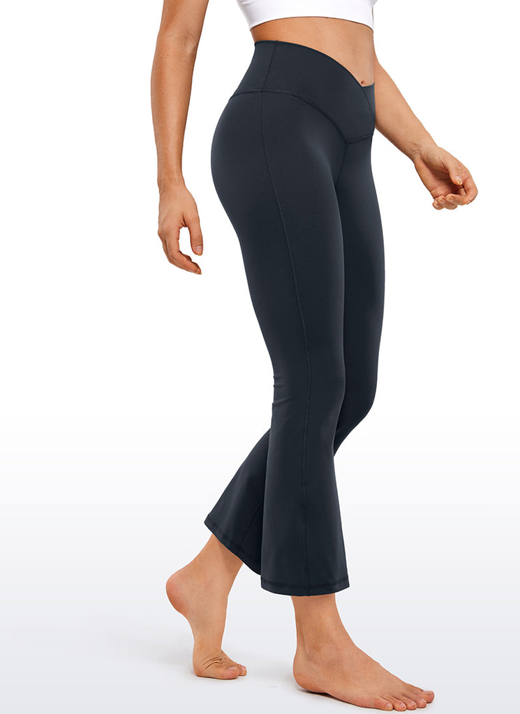 CRZ YOGA Womens Butterluxe Flare Leggings 25.6" - High Waist V Cross True Navy