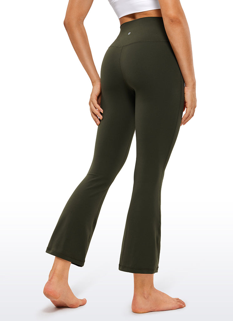 CRZ YOGA Womens Butterluxe Flare Leggings 25.6" - High Waist V Cross Olive Green