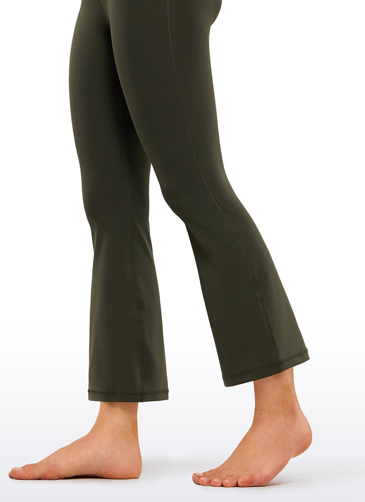CRZ YOGA Womens Butterluxe Flare Leggings 25.6" - High Waist V Cross Olive Green