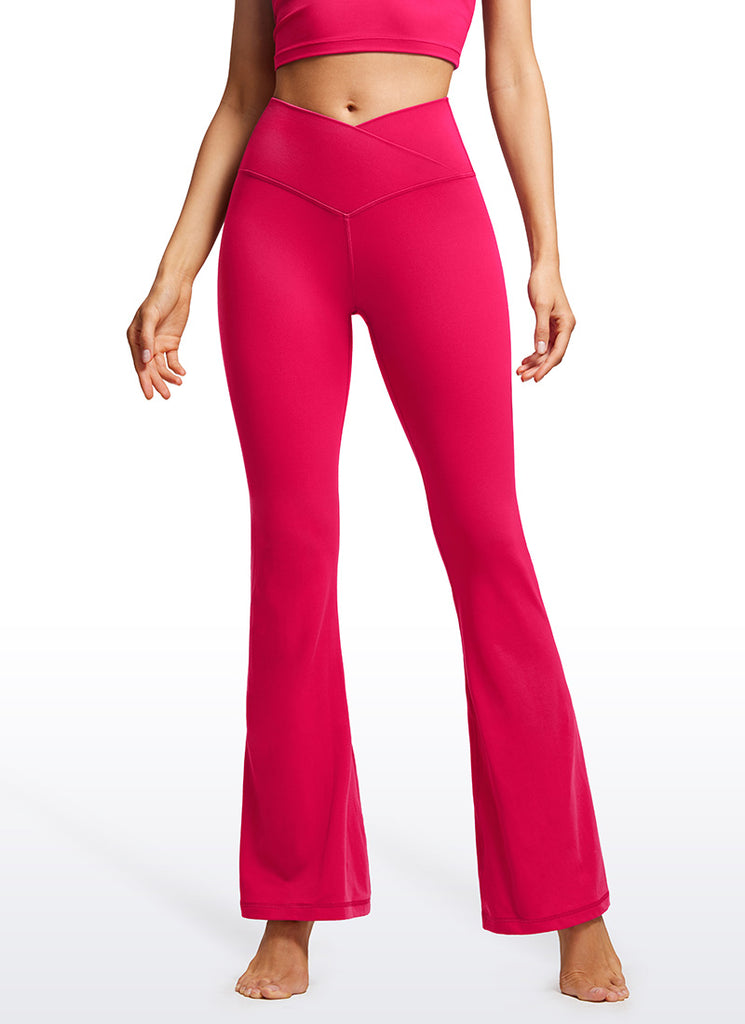 CRZ YOGA Women Butterluxe V Crossover High Waist Flare Leggings 31" Light Army Green