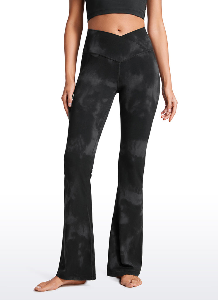 CRZ YOGA Women Butterluxe V Crossover High Waist Flare Leggings 31" Black Classic