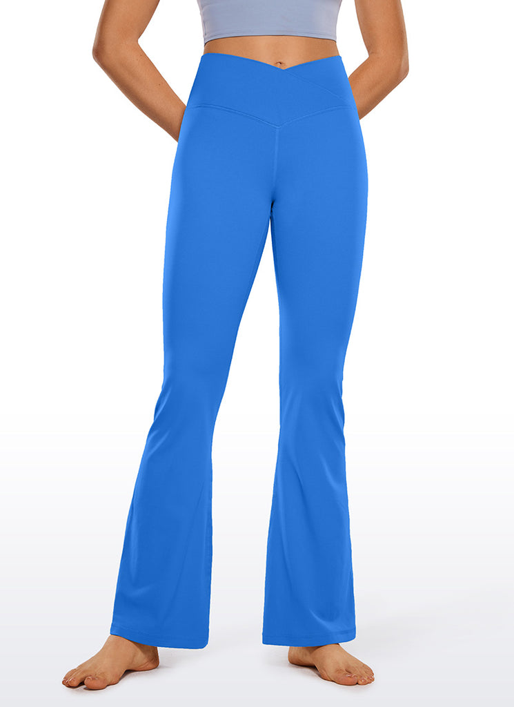 CRZ YOGA Women Butterluxe V Crossover High Waist Flare Leggings 31" Cambric Blue