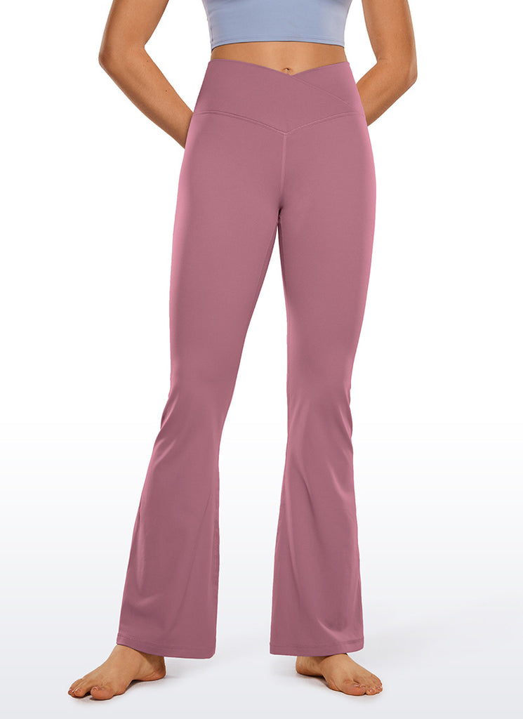 CRZ YOGA Women Butterluxe V Crossover High Waist Flare Leggings 31" Viva Magenta