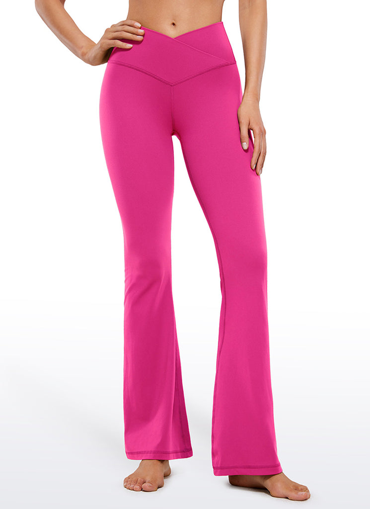 CRZ YOGA Women Butterluxe V Crossover High Waist Flare Leggings 31" Hibiscus Purple
