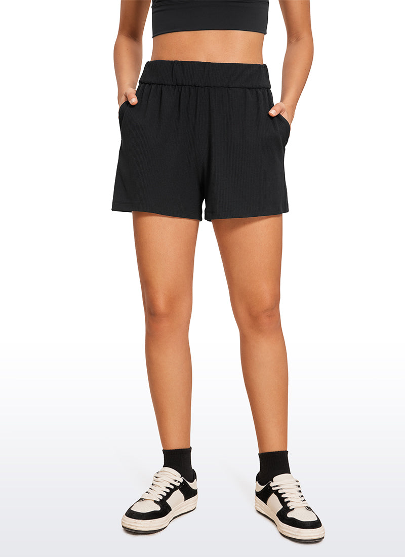 Ribbed High Rise Sweat Shorts 3''