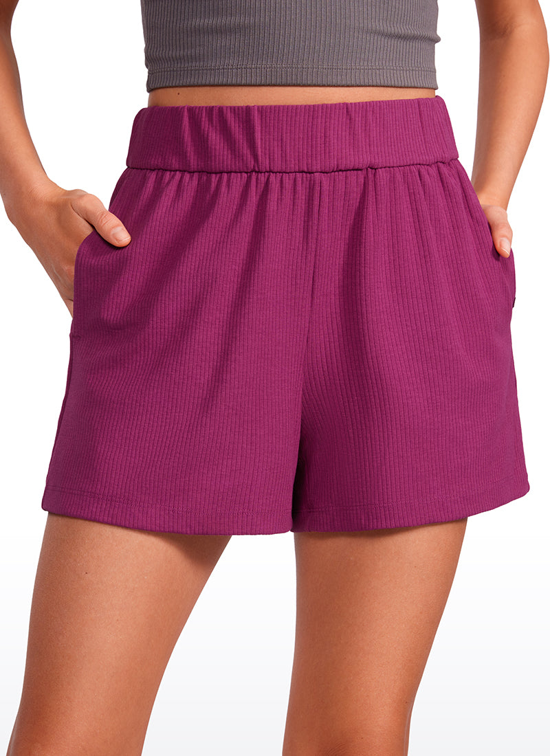 Gerippte Sweatshorts mit hohem Bund, 3 Zoll