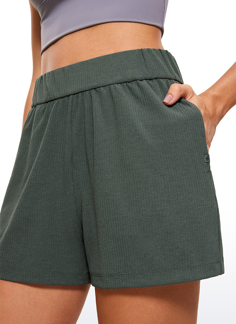 Ribbed High Rise Sweat Shorts 3''