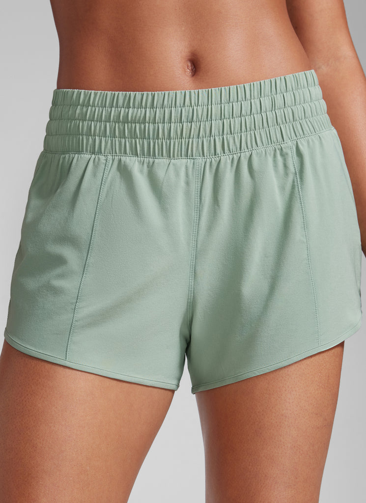 CRZ YOGA Women's Running Feathery-Fit High Rise Lined Shorts 2.5'' Cascadia Green