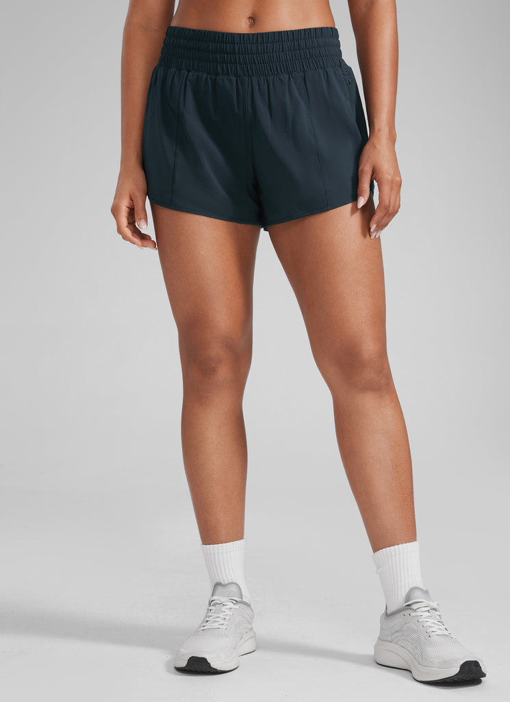 CRZ YOGA Women's Running Feathery-Fit High Rise Lined Shorts 2.5'' Black