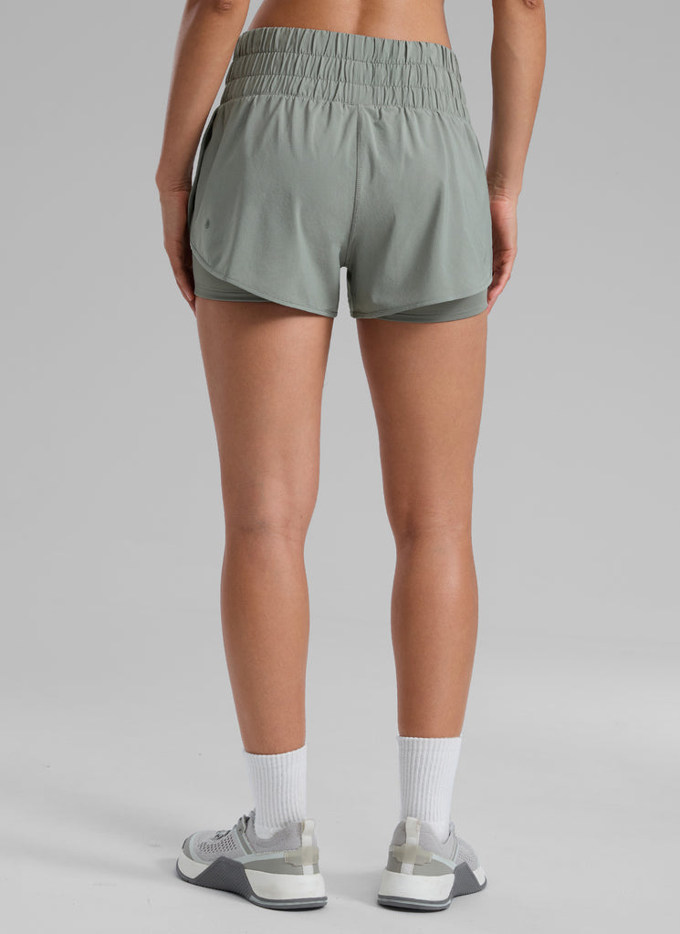 CRZ YOGA Women's Train High-Rise 2 in 1 Shorts with Pocket 3'' Turquoise2