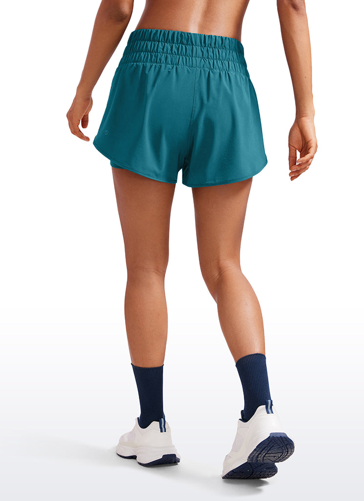 CRZ YOGA Women's Train High-Rise 2 in 1 Shorts with Pocket 3'' Dark Red