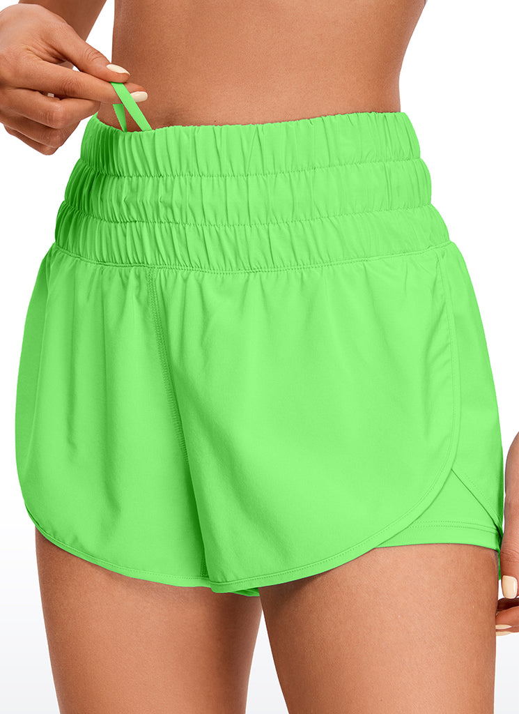 CRZ YOGA Women's Train High-Rise 2 in 1 Shorts with Pocket 3'' Neon Apple Green