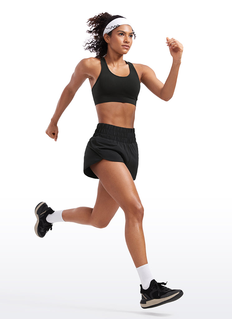 CRZ YOGA Women's Running Feathery-Fit Soft High Rise Shorts Pocket 3'' Black