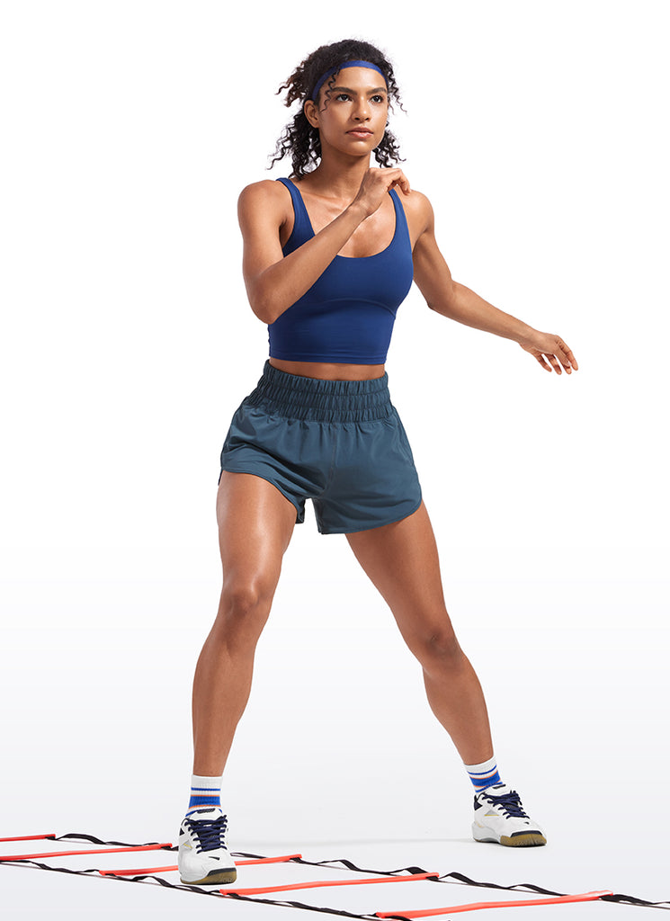 CRZ YOGA Women's Running Feathery-Fit Soft High Rise Shorts Pocket 3'' Stelindigo