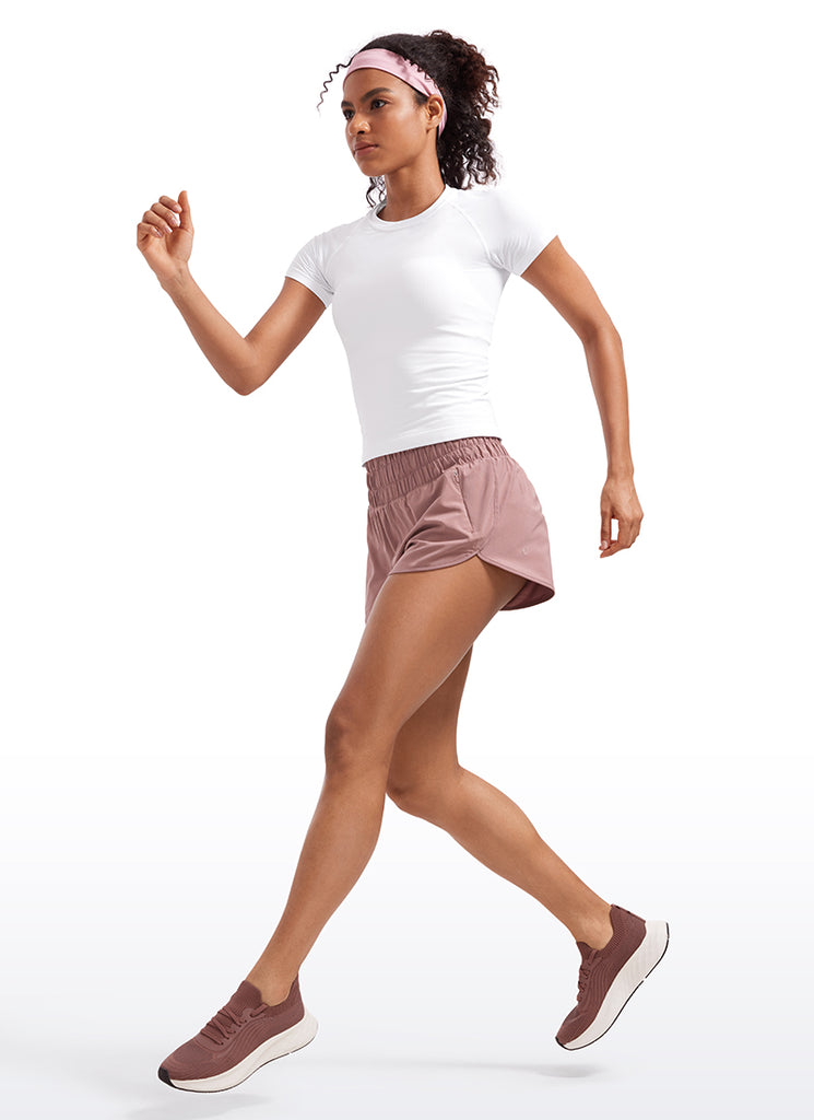 CRZ YOGA Women's Running Feathery-Fit Soft High Rise Shorts Pocket 3'' Stelindigo