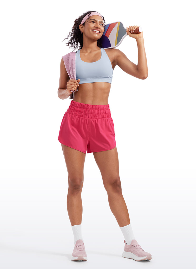 CRZ YOGA Women's Running Feathery-Fit Soft High Rise Shorts Pocket 3'' Lip Gloss Pink