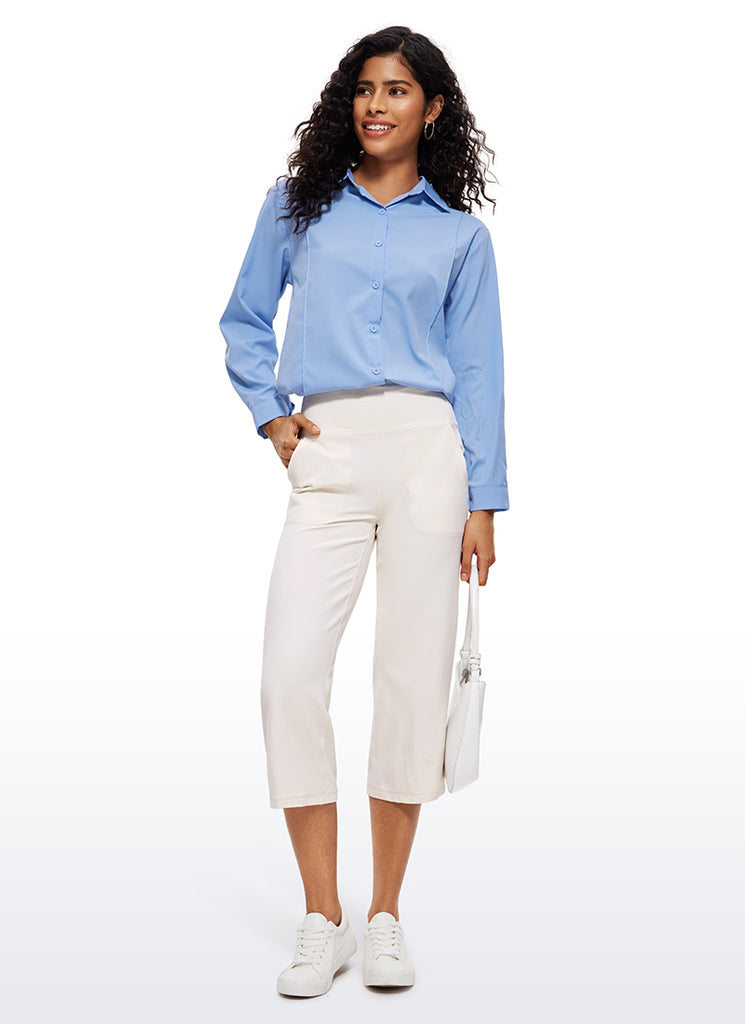 CRZ YOGA Women's Butterluxe High Rise Wide Leg Pants with Pockets 23'' Forest Dark Green