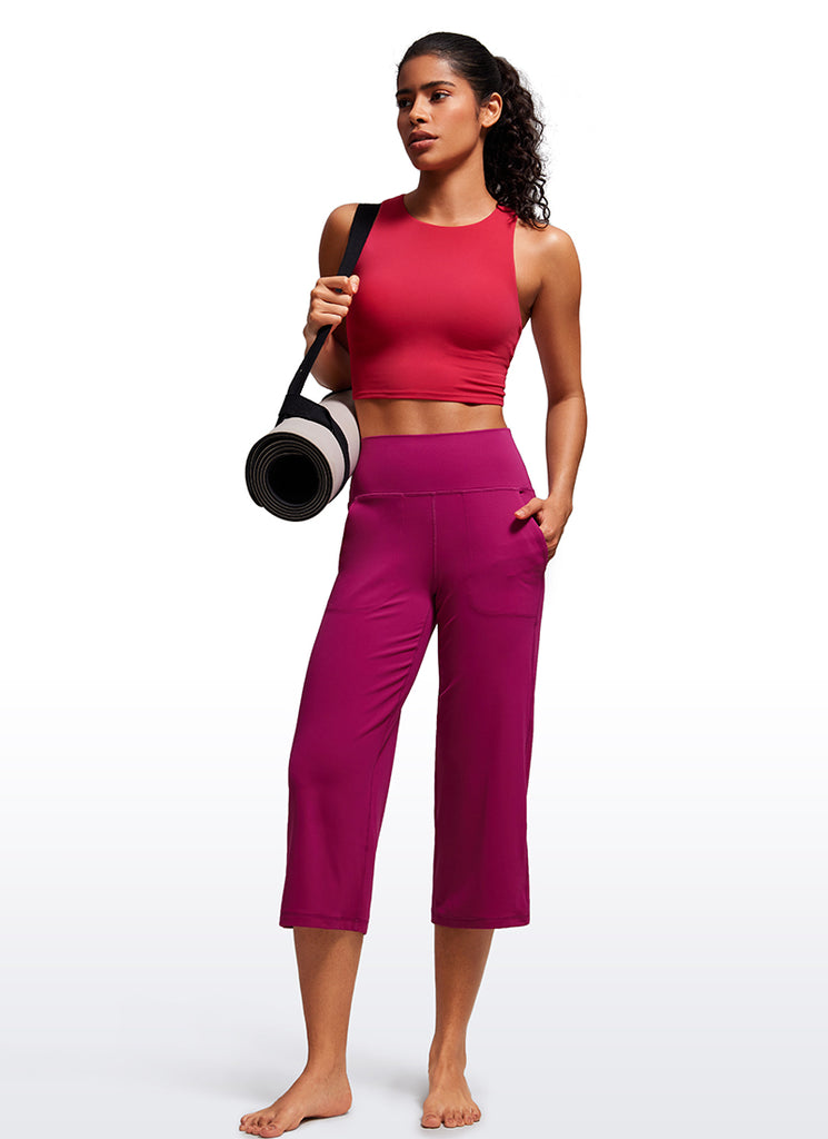 CRZ YOGA Women's Butterluxe High Rise Wide Leg Pants with Pockets 23'' Forest Dark Green