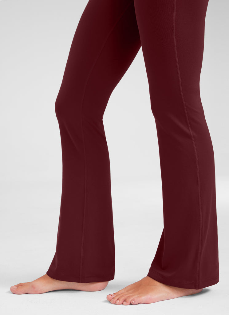 Butterluxe High Waist Flare Wide Leg Bootcut Pockets Leggings 31" Red Merlot