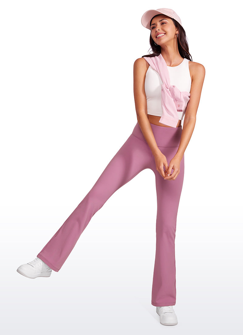 CRZ YOGA Womens Ribbed Pocket High Waist Bootcut  Flare Leggings 31