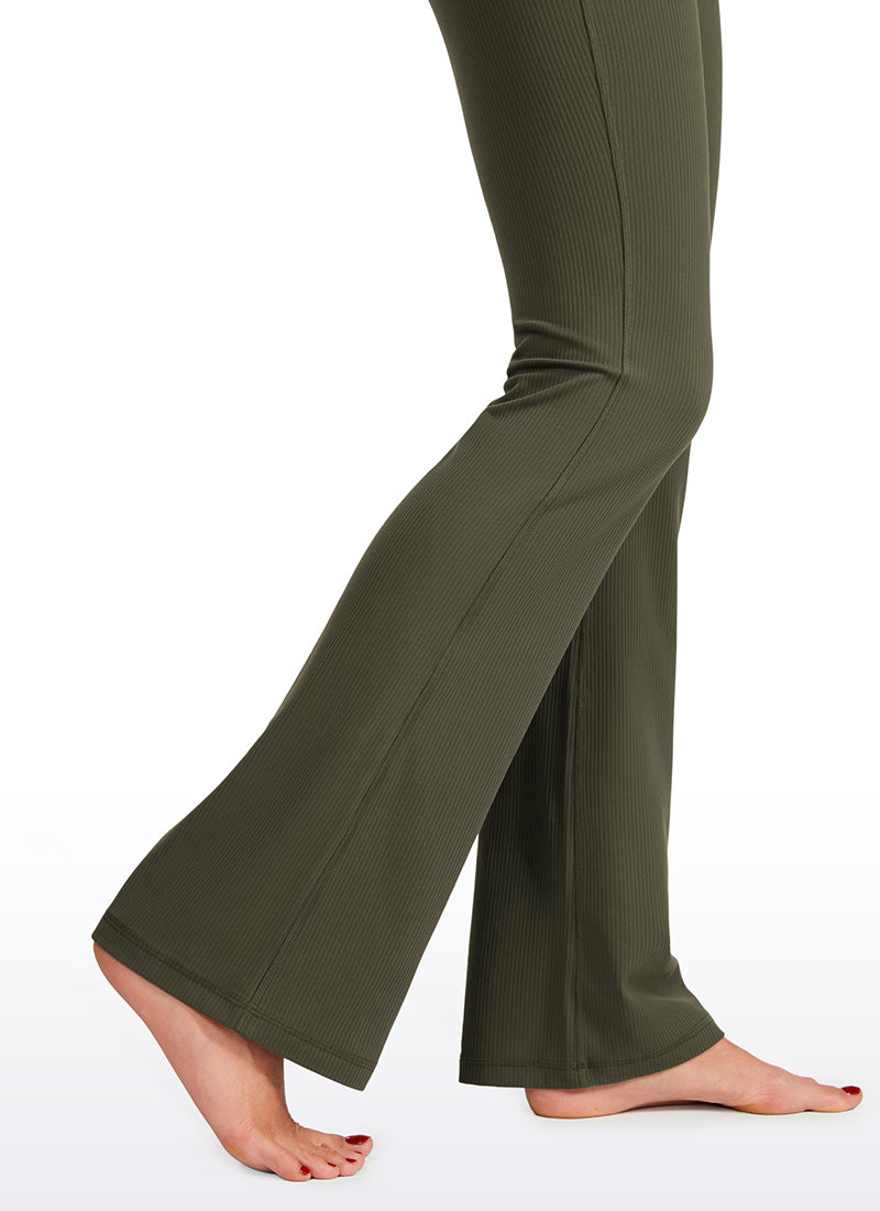 CRZ YOGA Womens Ribbed Pocket High Waist Bootcut  Flare Leggings 31