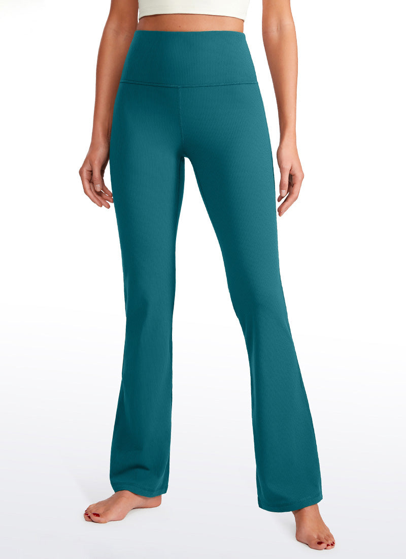 CRZ YOGA Womens Ribbed Pocket High Waist Bootcut  Flare Leggings 31