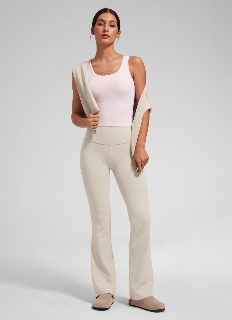 CRZ YOGA Women's Butterluxe High Waist Flare Leg Bootcut Leggings 32" Mojave Tan