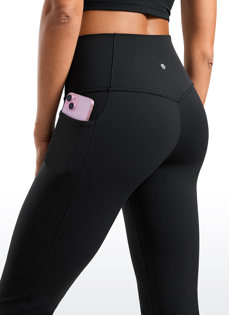CRZ YOGA Women's Yoga Butterluxe High Waist Flare Wide Leg Side Pockets Leggings 31.5" Black