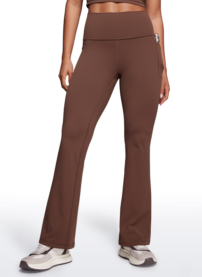 CRZ YOGA Women's Yoga Butterluxe High Waist Flare Wide Leg Side Pockets Leggings 31.5