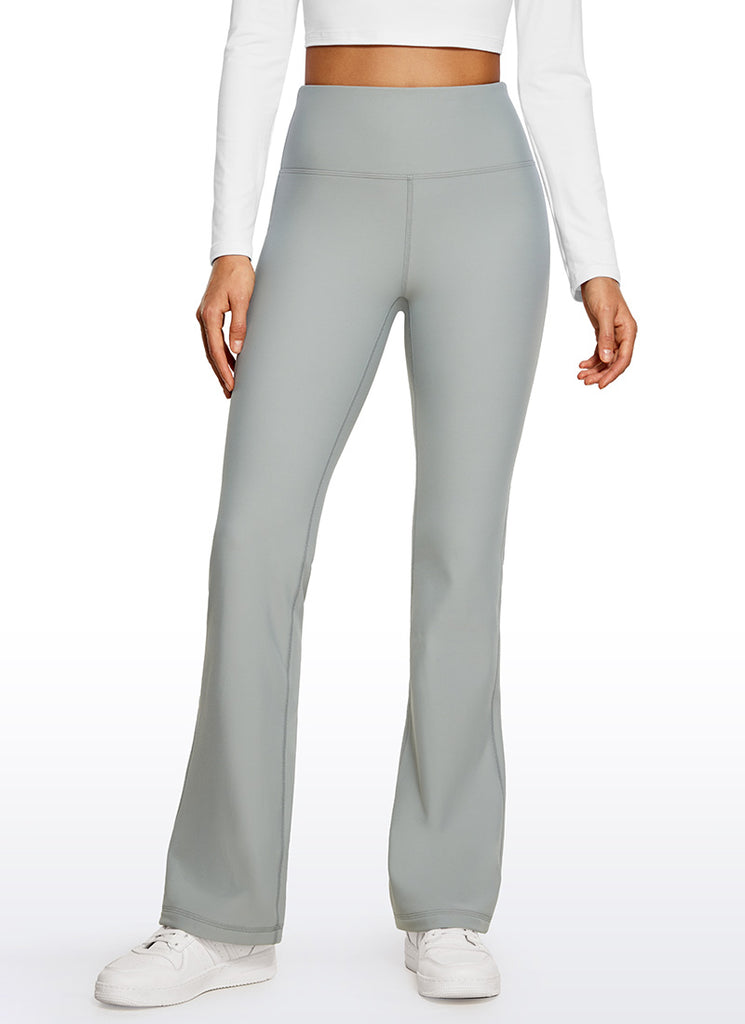 CRZ YOGA Womens Fleece Lined Flare Leggings 31" Cambric Blue