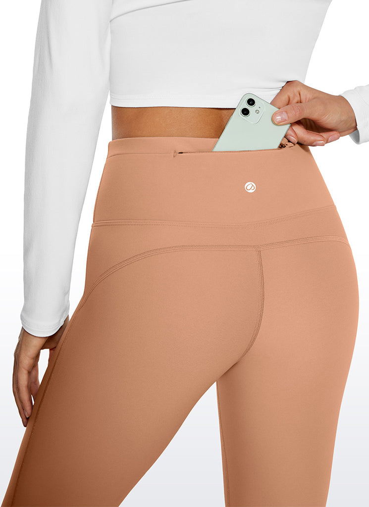 CRZ YOGA Womens Fleece Lined Flare Leggings 31" Sparkle Blue