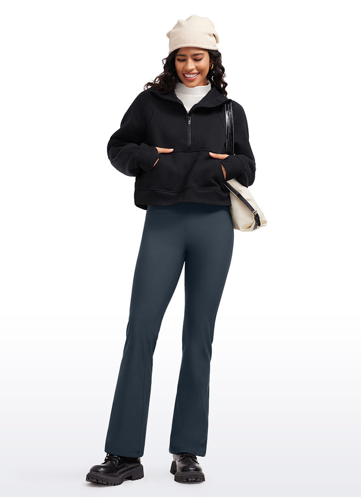 CRZ YOGA Womens Fleece Lined Flare Leggings 31" True Navy