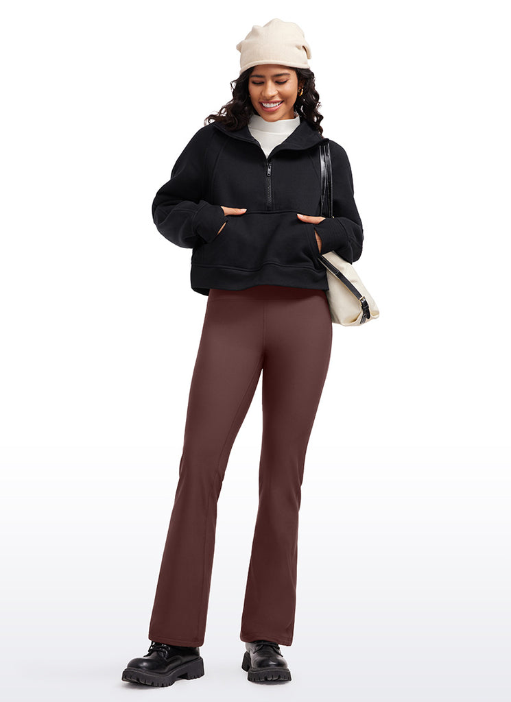 CRZ YOGA Womens Fleece Lined Flare Leggings 31" Taupe