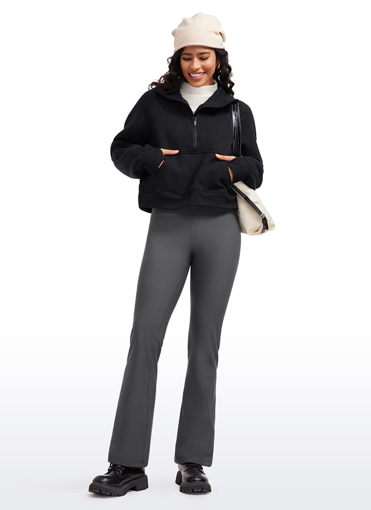 CRZ YOGA Womens Fleece Lined Flare Leggings 31" Ink Gray