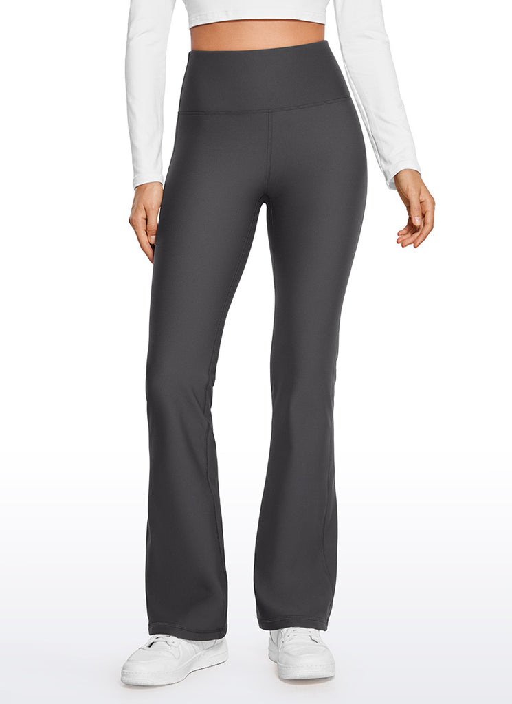 CRZ YOGA Womens Fleece Lined Flare Leggings 31" Taupe