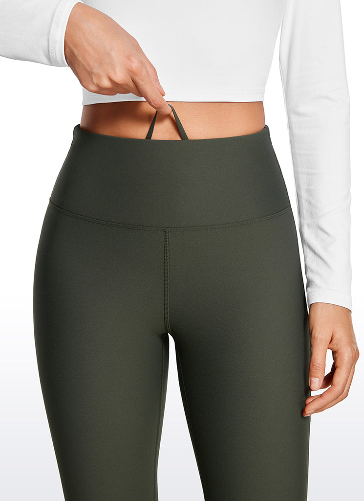CRZ YOGA Womens Fleece Lined Flare Leggings 31" Olive Green