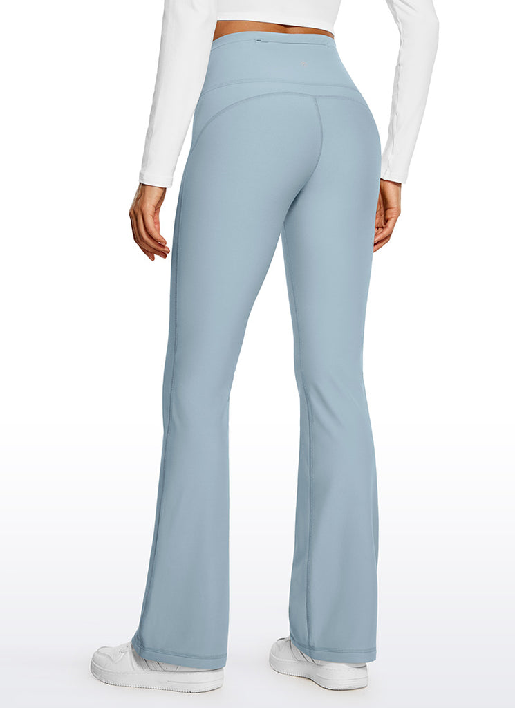 CRZ YOGA Womens Fleece Lined Flare Leggings 31" Cambric Blue