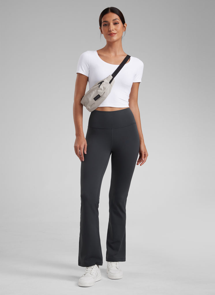 CRZ YOGA Women's Yoga High Waist Butterluxe Flare Pocket Leggings 29" Mysterious Grey