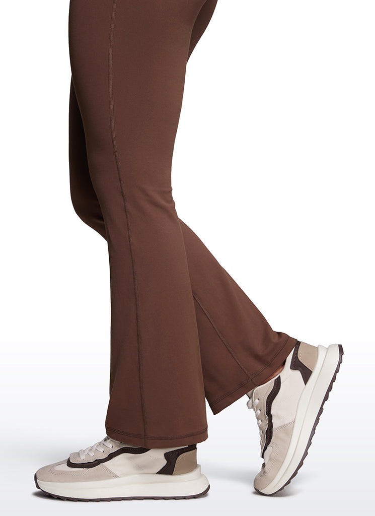 CRZ YOGA Women's Yoga High Waist Butterluxe Flare Pocket Leggings 29" Coffee Brown