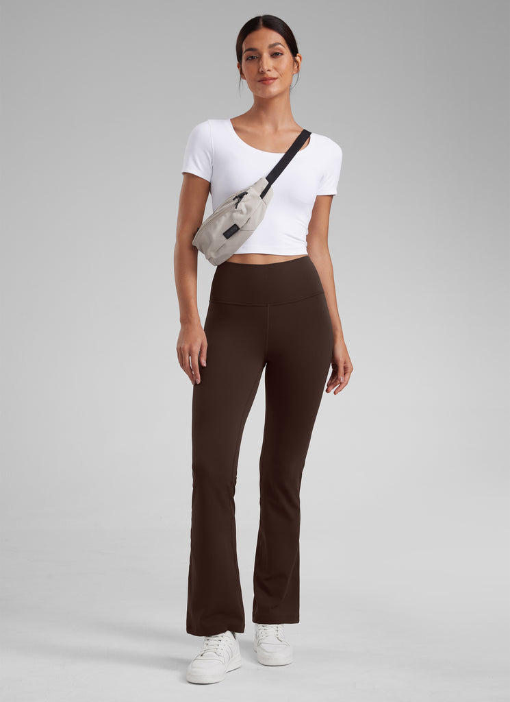 CRZ YOGA Women's Yoga High Waist Butterluxe Flare Pocket Leggings 29" Hot Fudge Brown