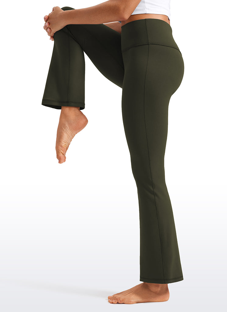 CRZ YOGA Women's Yoga High Waist Butterluxe Flare Pocket Leggings 29" Olive Green
