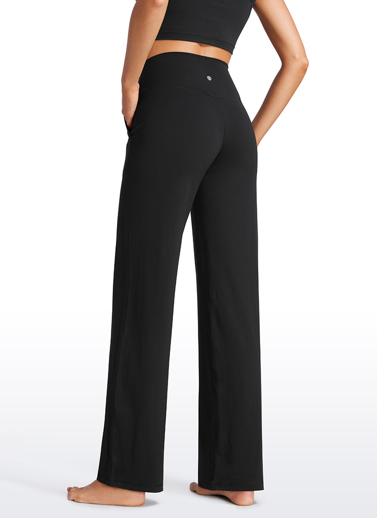 CRZ YOGA Women's Butterluxe High Rise Wide Leg Pants with Pockets 31'' Black