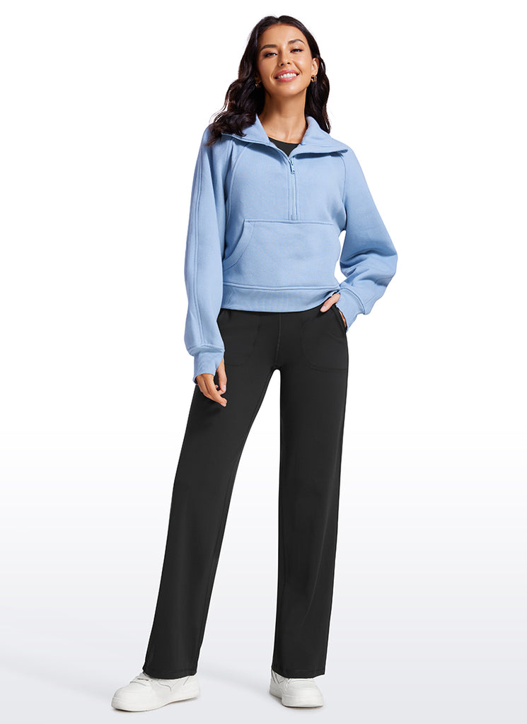 CRZ YOGA Women's Butterluxe High Rise Wide Leg Pants with Pockets 31'' Black