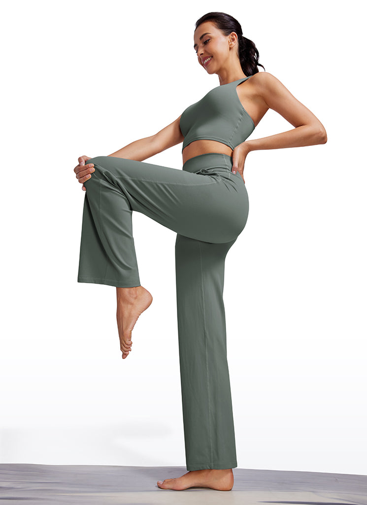 CRZ YOGA Women's Butterluxe High Rise Wide Leg Pants with Pockets 31'' Grey Sage