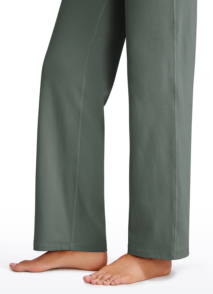 CRZ YOGA Women's Butterluxe High Rise Wide Leg Pants with Pockets 31'' Grey Sage